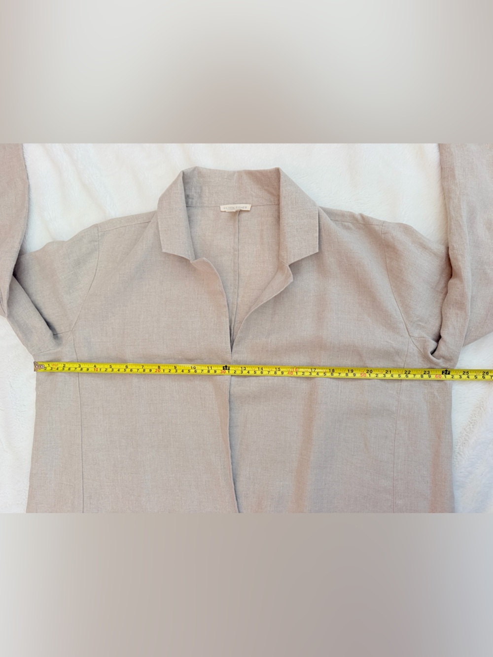 Eileen Fisher Organic Linen Long Blazer Jacket - Color Flax - Size Large - Picture 9 of 14